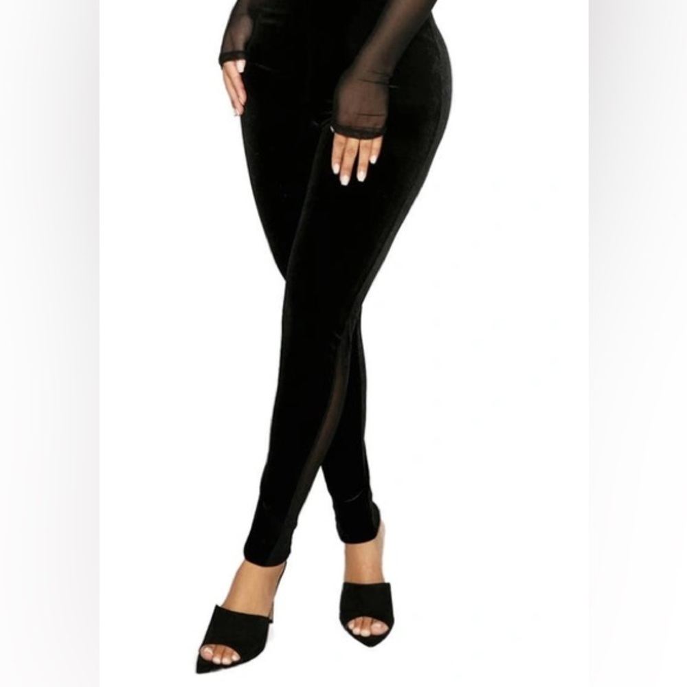 Naked Wardrobe Velvet Mesh Pants
